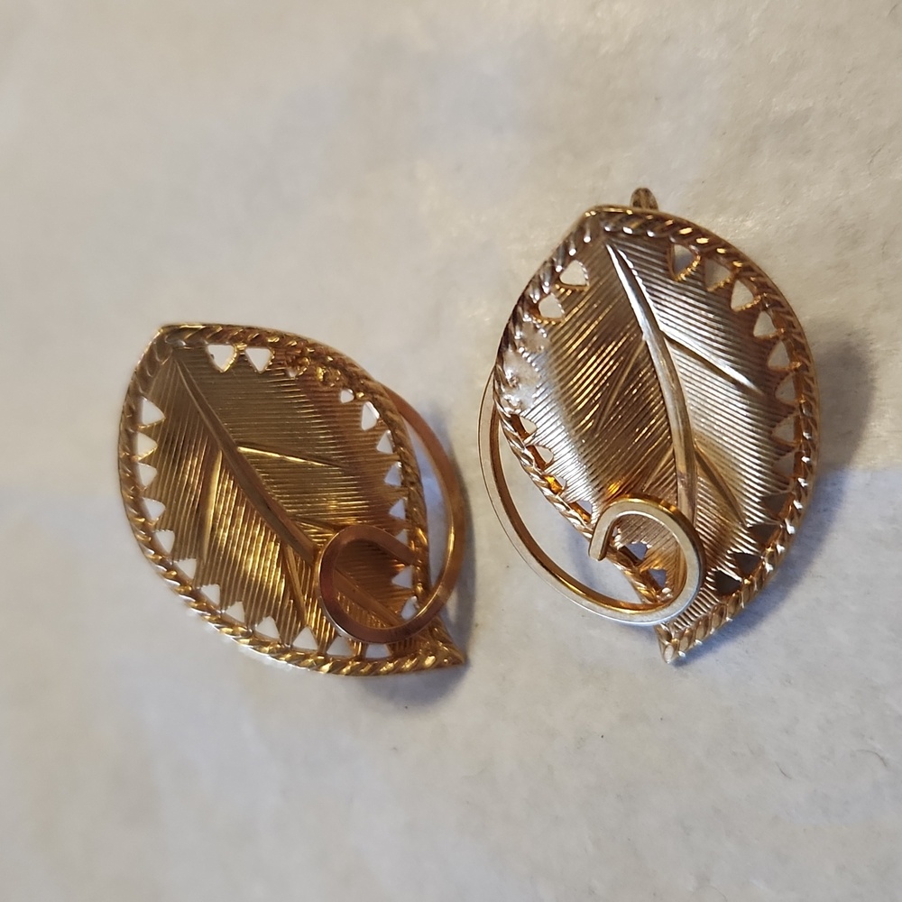 Goldtone Leaf Clip Earrings